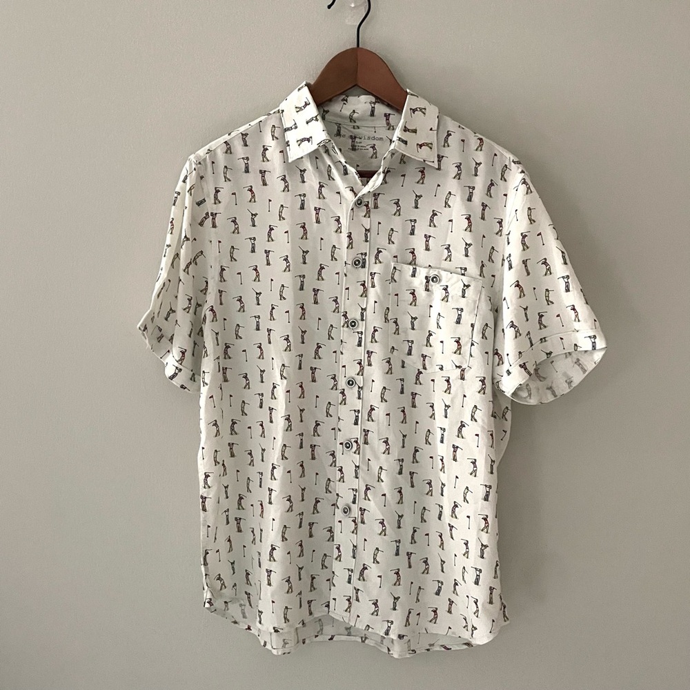 Golf Print Short Sleeve Shirt by AGE of WISDOM NWT, Men's size  S